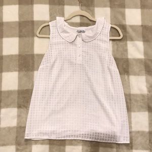 Elle Tank Blouse Check Print with Pleated Collar